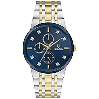 Bulova Men's Multi-Function 3-Hand Quartz Watch with Diamond Dial, Edge to Edge Crystal