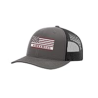 Arkansas Football Team Colors American Flag Embroidered Football Team Flag Mesh Back Trucker Hat, Charcoal/Black