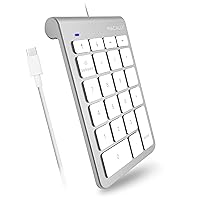 Macally 有線USB Cナンバーパッドキーボード - Type Cテンキーパッド ノートパソコン Apple Mac iMac MacBook Pro/Air iPad Windows PC デスクトップコンピューター用 10キーUSBキーパッド 5フィートのケーブル付き
