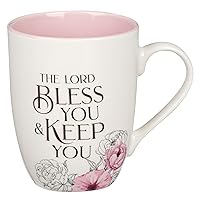 Christian Art Gifts Inspirational Ceramic Coffee & Tea Scripture Mug for Women: May the Lord Bless You Encouraging Bible Verse, Microwave & Dishwasher Safe Novelty Drinkware, White/Pink Floral, 12 oz.