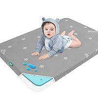 Bassinet Mattress Pad 25 x 36.5, Fits Dream On Me Nest/Zodiak/Zoom Portable, Pamo Babe Deluxe and Baby Trend Deluxe Portable, Waterproof Breathable Soft Baby Foam with Removable Zippered Cover, Grey