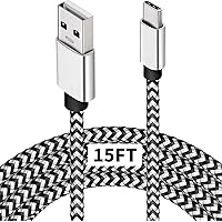 DEEGO USB Type C Charger Cable,15FT Long USB C Cable for Google Pixel 4 XL,Samsung S10 S9 Plus S8, Galaxy Note 10, LG V30, Nylon Braided Charging Type C Cord for Nintendo Switch MacBook Wall Charger