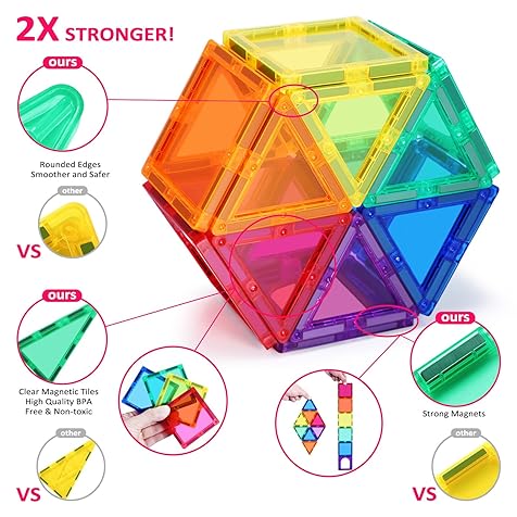 PLUMIA Magnets for Kids STEM Learning Toys 3D Building Magnetic Blocks Construction Magnet Toys for 3 Years Old Boys and Girls Montessori Toys for Toddlers
