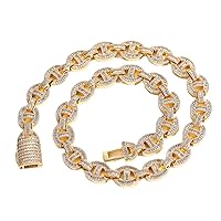 Extra Shiny Big Cuban Link Chain for Men, Width 16mm Miami Iced Out Cuban Link Necklace, Solid Thick Hip Hop Mens Cuban Link Chain, 16-24 Inch - Gift Box Included