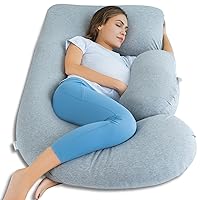 QUEEN ROSE Pregnancy Pillows for Sleeping, Cooling Maternity Pillow Detachable for Side Sleepers, U Shaped Body Pillow for Back Pain with Organic Jersey Cover