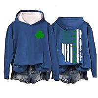 St Patricks Day Sweatshirt for Women Shamrock American Flag Long Sleeve Lucky Clover Print Green Hoodies Pullover Tops