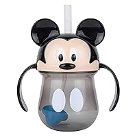 The First Years Disney Mickey Mouse Weighted Straw Cup - Spill Proof Toddler Straw Cups - Transition Sippy Cups - Toddler Feeding Supplies - 7 Oz - Ages 9 Months and Up
