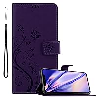 Book Case Compatible with Apple iPhone 13 PRO MAX in Floral Dark Purple - Cover in Flower Design with Magnetic Closure, Stand Function and 3 Card Slots - Wallet Etui Pouch PU Leather Flip