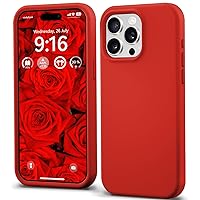 IceSword iPhone 15 Pro Case Red (2023), Liquid Silicone Case Phone Cover Slim Full Body Protective, Soft Anti-Scratch Microfiber Lining, Red Cute Men Women Cool [Shockproof] 6.1 inch 15Pro- Red