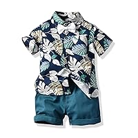 FEESHOW Baby Boys Gentleman Sets Short Sleeve Top+ Bowknot+ Shorts Button-Down Outfits for Summer Floral Clothes Outfit
