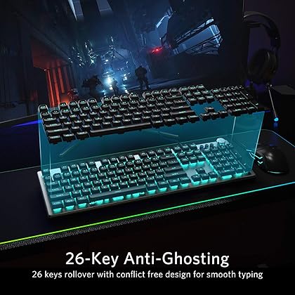 Fiodio Membrane Gaming Keyboard, Wired RGB Rainbow Backlit Keyboard, Ergonomic Standard Keyboard for Desktop, Computer and PC