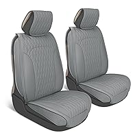 Car Seat Covers – DiamondLux Edition Premium Faux Leather Charcoal Gray Seat Protectors – Double Cross Stitched Cushioned Automotive Accessories for Trucks, SUVs, Cars – Front Seat Set