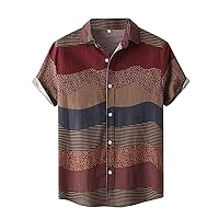 Navy Hawaiian Shirt Button up Shirts Slim fit Mens Tshirts Big and Tall Casual Polo Summer Polo Shirts for Men