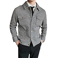 Slim Fit Woolen Plaid Bomber Winter Jacket Men Japanese Streetwear Men Jacket Winter Jackets For Men Coat