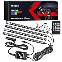 TR-06 4PCS 48 LED Interior Lights DC 12V Multicolor Music Car Strip Light Under Dash Lighting Kit with Sound Active Function and Wireless Remote Control, 2 Years Warranty