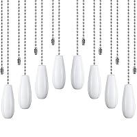 Pack of 8 Ceiling Fan Pull Chains Wooden Pendant Pull Chain Extension for Ceiling Light Lamp Fan Chain White
