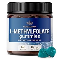 HERBAMAMA L Methylfolate 15mg Gummies - Help Improve Wellness, Mood, Energy & Brain Function - Methyl Folate Supplement for Immune Support - 60 Chewables