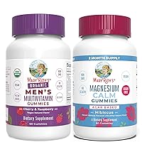 USDA Organic Men' s Multivitamins Gummies & Magnesium Citrate Gummies Bundle by MaryRuth's | Immune Support | Calm Magnesium Gummies for Adults & Kids 4+ | Stress Relief, Bone, Nerve, Gut Health