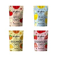 Drybox Healthy Chips Variety Pack Apple, Strawberry, Persimmon, Pear No Sugar Added Unsweetened Non GMO, No Pesticides Sustainably Harvested | Healthy Snacks 1.2 oz per pack, Pack of 12