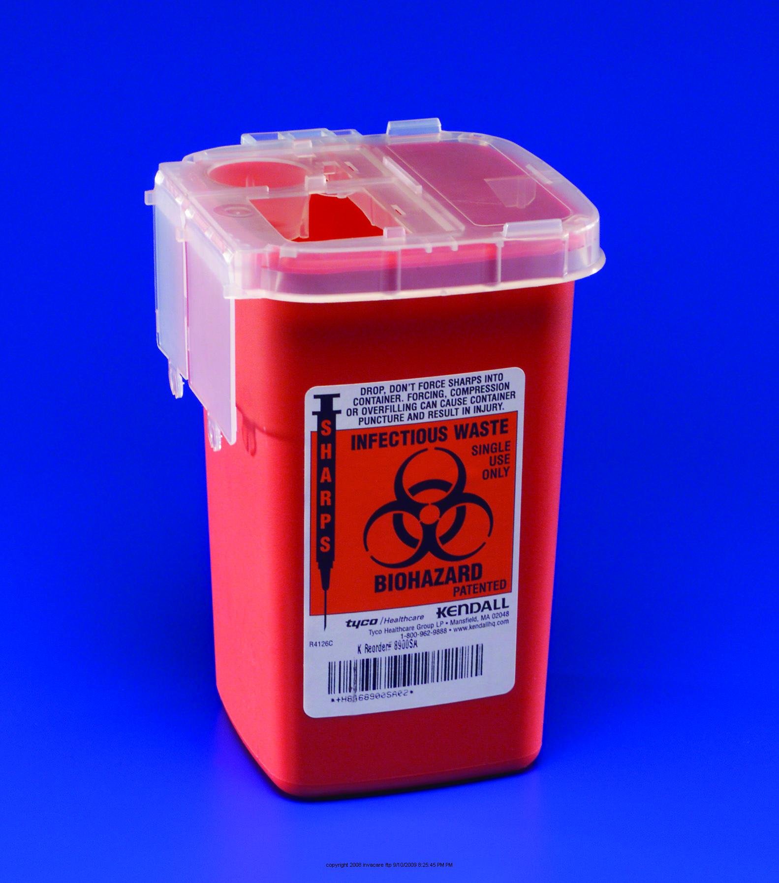 SharpSafety Autodrop Phlebotomy Container, Sharps Cntnr Red 1 Qt Liv Hi, (1 EACH, 1 EACH)