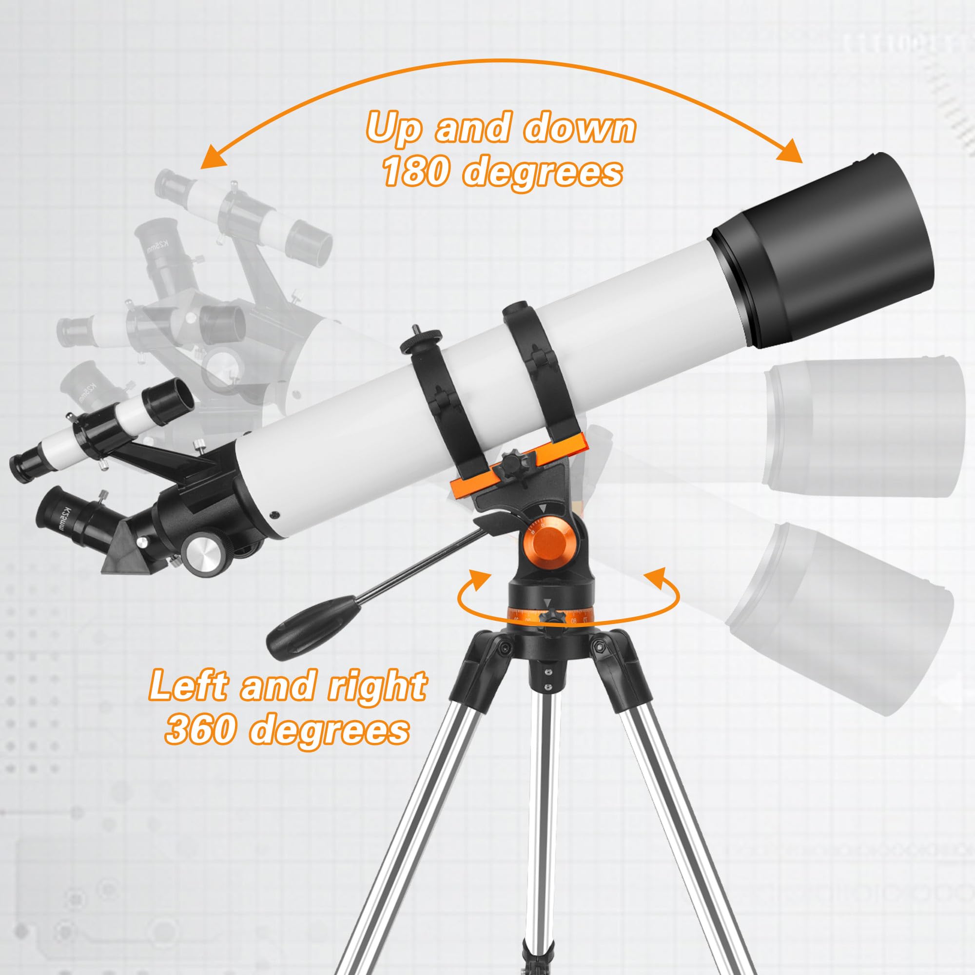 HAWKKO Telescopes, 90mm Aperture Telescope for Adults Astronomy, 700mm Refracting Telescope Fully Multi-Coated High Transmission Coatings with AZ Mount Tripod Phone Adapter Viewing Planets and Stars