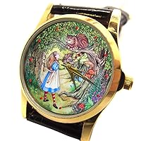 Alice in Wonderland Original Lewis Carroll Vintage Cheshire CAT Art 30 mm Wrist Watch