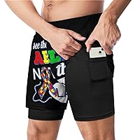 See The Able Not The Label Autism Awareness Mens Gym Running 2 in 1 Shorts Quick Dry Beach Swim Trunks Swimming Workout