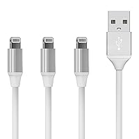 TalkWorks iPhone Charger Lightning Cable 3 Pack (3/6/10ft) Strain Relief Heavy Duty Cord MFI Certified for Apple iPhone 12, 12 Pro/Max, 12 Mini, 11, 11 Pro/Max, XR, XS/Max, X, 8, 7, 6, iPad - White