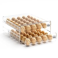 submatches 60 Grids Egg Container for Refrigerator, Egg Tray with Time Scale, Stackable Egg Storage Holder, Clear Egg Organizer, 2 Layers Egg Drawer, BPA Free, Egg Fresh Storage Box for Fridge
