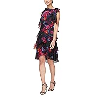 S.L. Fashions Women's Tiered Cocktail Party, Wedding Guest Dress (Petite and Regular Sizes)