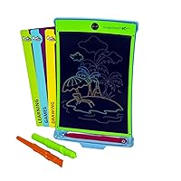 Boogie Board New Magic Sketch Reusable Kids’ Creativity Kit with Carry Case, Colorburst Drawing Pad, Stylus and Texture Tools, Double-Sided Templates for Drawing, Writing, and Tracing, Ages 4+