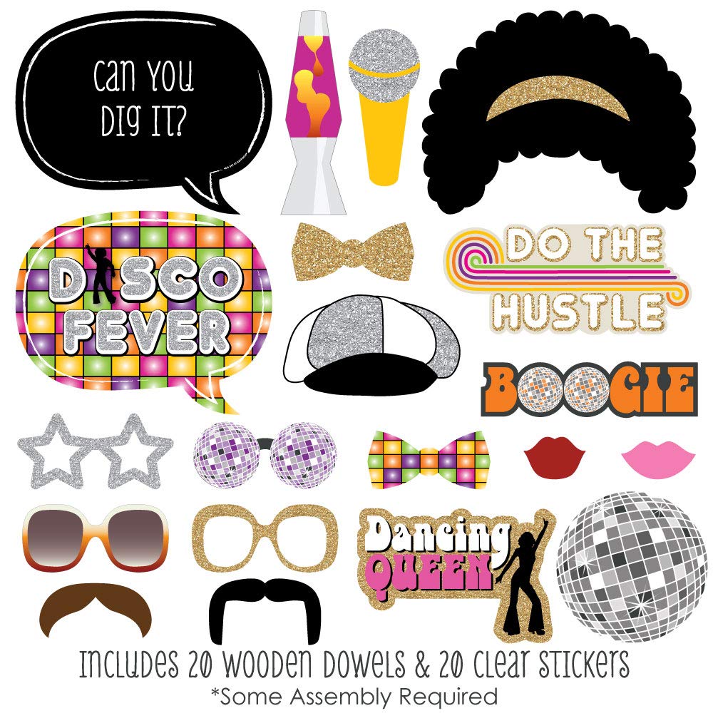 Big Dot of Happiness Funny 70’s Disco - 1970s Disco Fever Party Photo Booth Props Kit - 30 Count