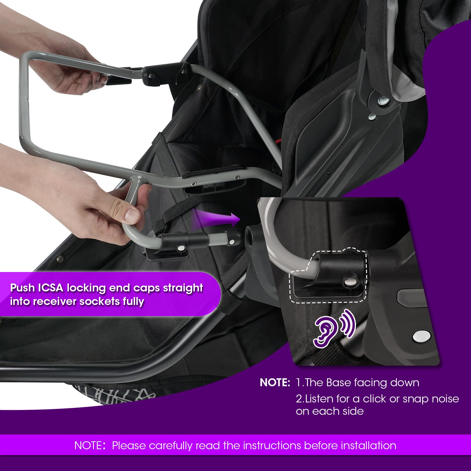 Touri Infant Car Seat Adapter Connect BOB Gear Single Jogging Stroller with Chicco Infant Car Seats, Stroller Accessories, Removable Receivers NOT Included
