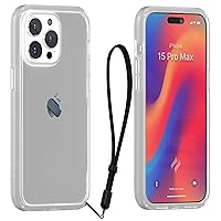 Catalyst Influence Case for iPhone 15 ProMax Drop Proof, Non-Slip Frosted Edges and Crystal Clear Back, Raised Edges Protection, 30% Louder Forward Audio, Lanyard Included