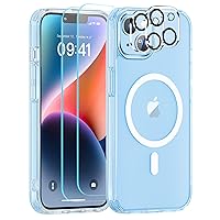 SUPFINE Magnetic for iPhone 14 Case Clear[Compatible with MagSafe][Never Yellow][2+Tempered Glass Screen and Camera Protector] Non-Slip Shockproof Phone Case 6.1 inch