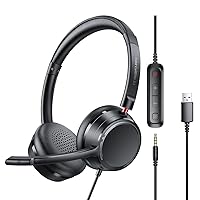 Tribit USB Headset with Microphone for PC, CallElite83 Stereo Wired Headphone with Noise Cancelling Mic, 3.5mm/USB, in-Line Controls, Mic & Speaker Mute Button, Mac/Laptop/Home/Office/Skype/Zoom