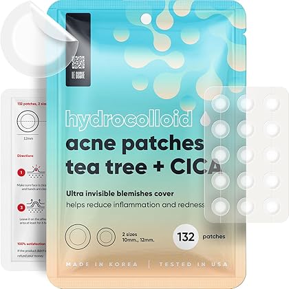 LE GUSHE Acne Pimple Patches for Face 132 dots - Absorbing Hydrocolloid Blemish Spot Skin Treatment and Care Dressing