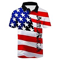 LLdress Polo Shirts for Men American Patriotic Flag Shirt Summer Casual Short Sleeve Tops