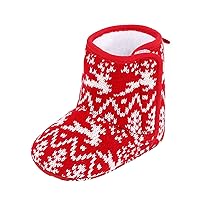 Baby Boy Girl Boots Winter Warm Shoes Lightweight Walking Sneakers Infant Christmas Boots for 0-1 Years Old (Christmas Elk, 12)