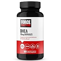 FORCE FACTOR DHEA 50mg, DHEA Supplement for Women and Men to Support Hormone Balance and Healthy Mood, Premium Quality, Vegan Friendly, Non-GMO, 100 Vegetable Capsules