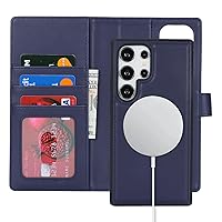 Ｈａｖａｙａ for Samsung Galaxy s24 Ultra case Wallet Detachable Magnetic Phone case with Card Holder Compatible Magsafe Leather Flip Folio case Stand Removable Shockproof Cover for Men and Women-Blue