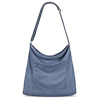 Iioscre Corduroy Tote Bag, Large Messenger Bag Hobo Crossbody Bag with Zipper Pockets Shoulder Bag Purse Shopping Work Women