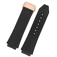 Watch Band for HUBLOT Big Bang Silicone 25 * 19mm Waterproof Men Watch Strap Chain Watch Accessories Rubber Watch Bracelet (Color : Striped blackrose, Size : 25-19mm)