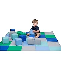 Children's Factory, CF805-206, Patchwork Mat & 12-Piece Block Set, Contemporary, Toddler & Kids Daycare & Preschool Playground Soft Blocks & Play Mat
