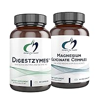 Magnesium Glycinate Complex (60 Capsules) & Digestzymes (60 Capsules) Bundle - Digestive Enzymes for Occasional Gas & Bloating with High Absorption Magnesium Supplement