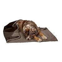 Furhaven Waterproof & Self-Warming Throw Blanket for Dogs & Indoor Cats, Washable & Reflects Body Heat - Soft-Edged Terry & Sherpa Dog Blanket - Espresso, Large