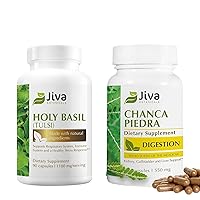 Holy Basil 90 Capsules, and Chanca Piedra Supplement - 60 Capsules, Support Respiratory, Immune and Healthy Stress, and Digestion Support