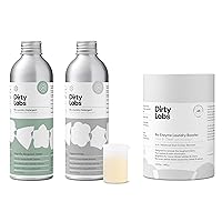 Dirty Labs | Clean Cleaning Bundle | Signature Detergent (32 Loads), Free & Clear Detergent (32 Loads), and Booster (48 Loads) | High Efficiency & Standard Machine Washing | Nontoxic, Biodegradable
