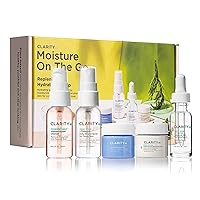 Moisture On The Go Skincare Kit, Includes Natural Plant-Based Daily Face Wash, Mineral Spray, Calming Moisturizer, Hyaluronic Acid Moisturizing Cream & Serum