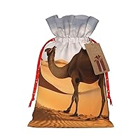 WSOIHFEC Desert Sand Camel Christmas Gift Bags with Drawstring Burlap Christmas Treat Bags Reusable Christmas Candy Bag Gift Wrapping Bag Party Favors Bags